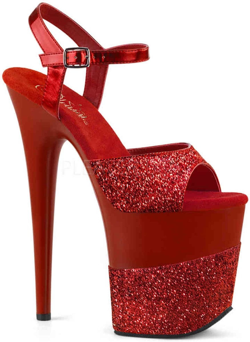 EU 36 = US 6 | FLAMINGO-809-2G | 8 Heel, 4 PF Ankle Strap Sandal w/ Glitter Wrapped PF